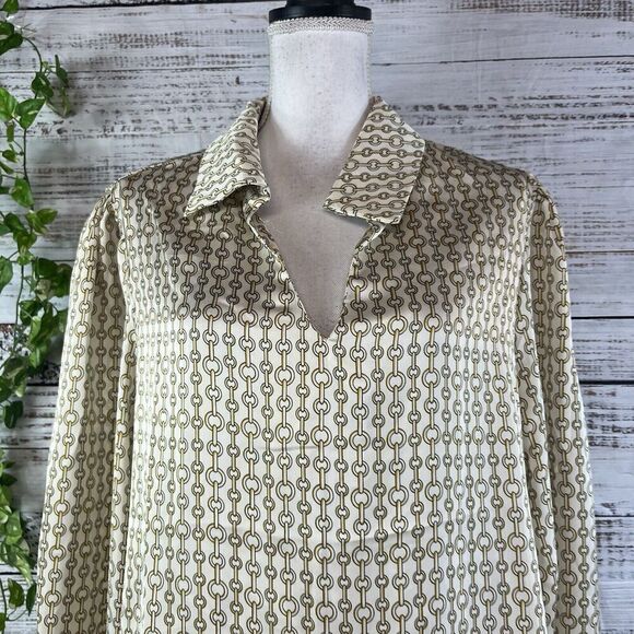CotilCo Blouse Tunic Plus size 1X Gold Chains Career Professional Modest Church - Picture 5 of 11